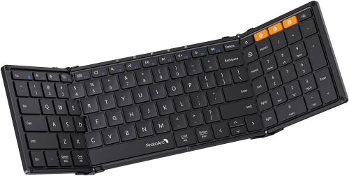 ProtoArc Foldable Bluetooth Keyboard, XK01 Full-Size Portable Wireless Keyboard for Travel, 105 Keys, 0.65" Keycaps, Multi-Device Sync for iPad Tablet Smartphone Laptop PC Windows iOS Android, Black