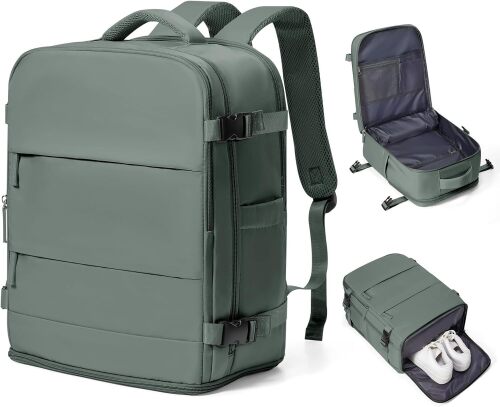 coowoz Travel Backpack Carry On for Women Man Gym Backpack with Laptop Compartment Mochila de Viaje Teacher Personal Item Backpacks Rucksack Airplane Accessories Must Haves Olive Green