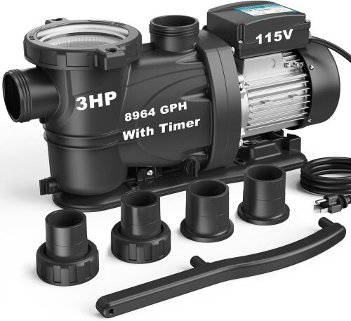 In/Above Ground Pool Pump Self Primming High Flow,Light Grey