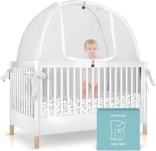 Crib Tent, Crib Net to Keep Baby in, Stop Baby from Climbing Out of Crib, Breathable Pop Up Crib Tent Cover with Auto-Lock Zipper, Easy Install Fits Standard Cribs