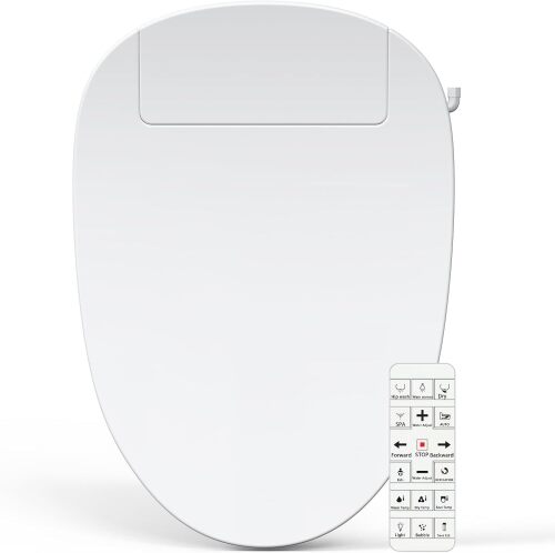 Bidet Toilet Seat Elongated, Unlimited Warm Water, Heated Toilet Seat, Warm Air Dryer, Rear and Front Washing, Soft Closed Toilet Lid, Night Light, Requires Outlet,white