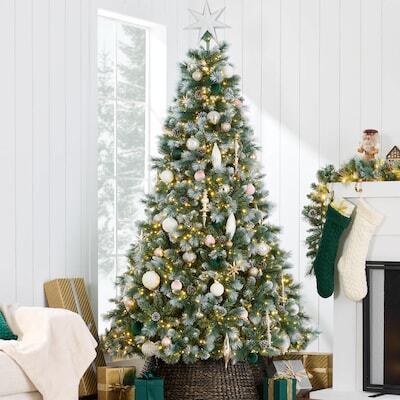 9ft Pre-Lit Frosted Scotch Pine Christmas Tree