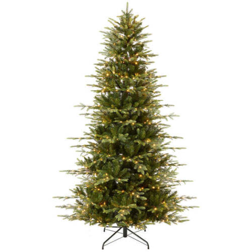 Pre-Lit Artificial Aspen Slim Noble Fir Christmas Tree w/ Metal Stand 6ft