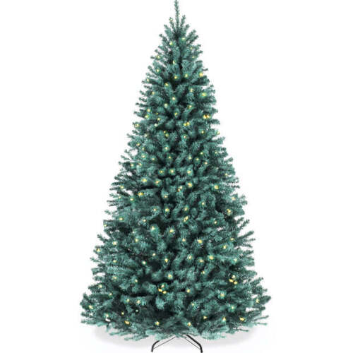 12ft Pre-Lit Artificial Blue Spruce Christmas Tree, w/Easy Assembly