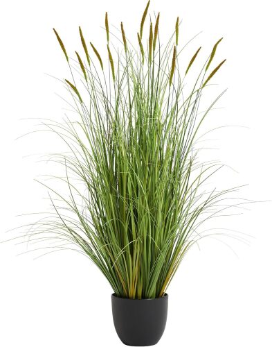 KOL 4ft Artificial Cattail Grass, 47.2in Artificial Indoor Outdoor Fake Onion Plant, Home Office Decor Floor Plants & Flowers in Pot Faux Plant Greenery, Housewarming Gift Reed Grass, Green