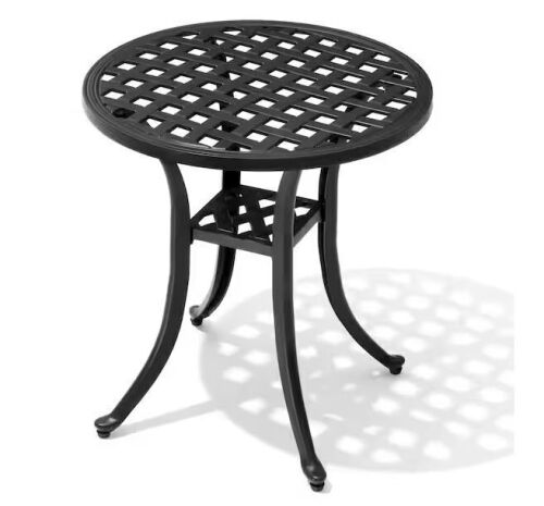 Crestlive Products 19.1 in. Round Aluminum Outdoor Side Table in Black