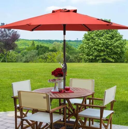 JOYESERY 7.5 ft. Patio Market Umbrella with Crank and Tilt Button in Chili Red
