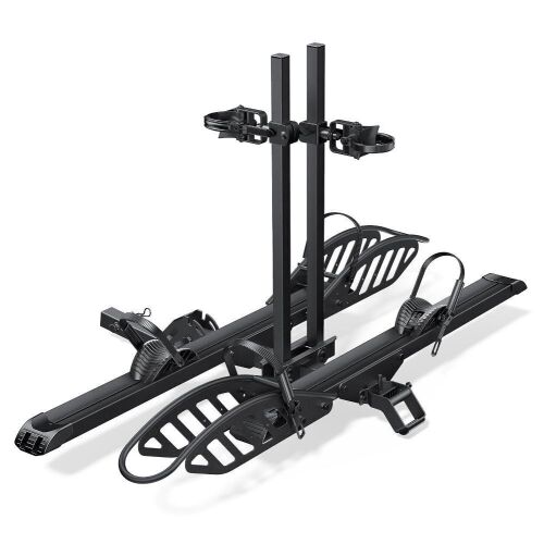 2-Bike Hitch Electric Bike Rack, Folding Fat Tire E-Bike Carrier, 200 LBS Capacity, Fits 2'' Receiver