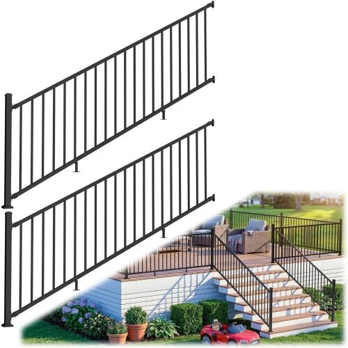 2 Pack W.8ft x H.36in Modular Aluminum Deck Railing Kit with Post