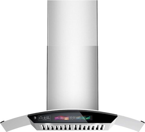 BRANO 36 inch Wall Mount Range Hood Tempered Glass 900 CFM, Voice/Gesture/Touch Control