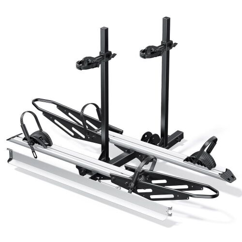 2-Bike Hitch E-bike Rack with Ramp, Fat Tire Electric Bike Carrier, 200 LBS Capacity, Fits 2'' Receiver