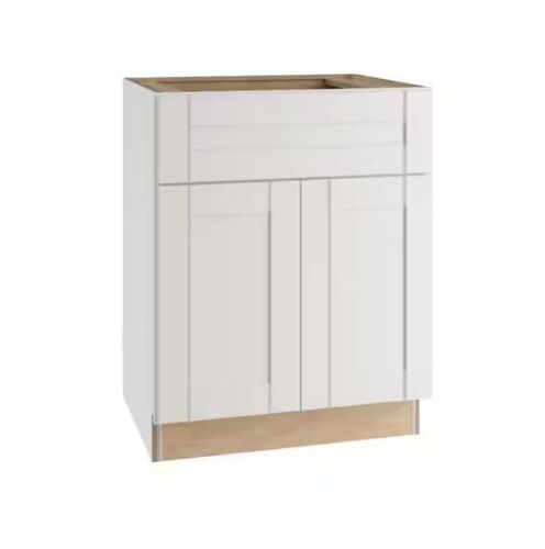 Contractor Express Cabinets Arlington Vesper White Plywood Shaker Stock Assembled Sink Base Kitchen Cabinet Soft Close 30 in.W x24 in. D x34.5 in. H