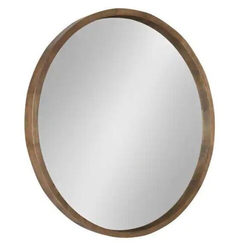 Kate and Laurel 30" Round Rustic Brown Contemporary Mirror