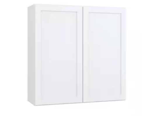 Hampton Bay Courtland 36 in. W x 12 in. D x 36 in. H Assembled Shaker Wall Kitchen Cabinet in Polar White
