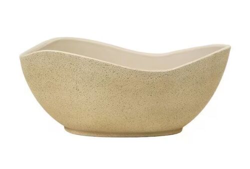 CHG Arc Medium Desert Resin Bowl Planter with Removal Drainage Plug (12.5 in. L x 8.5 in. W x 5 in. H)