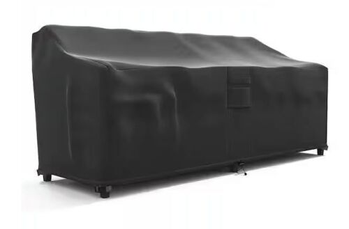 KHOMO GEAR Medium Black Love Seat Weatherproof Outdoor Patio Sofa Protector Cover
