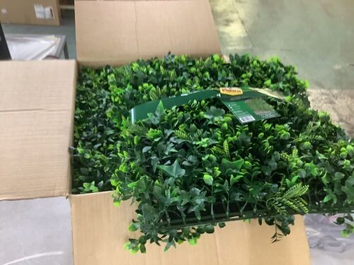 Case of (8) Vigoro 2 in. Green Artificial Mix Leaf 20 in. x 20 in. Foliage Panel (2-Piece)