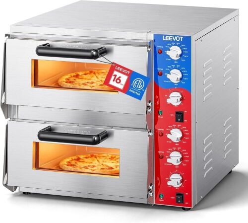 LEEVOT Commercial Double Deck 16 Inch Electric Pizza Oven