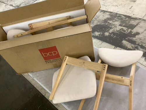 2-Piece Mid-Century Modern Wood &Upholstered Dining Chair Set - Unknown if Complete