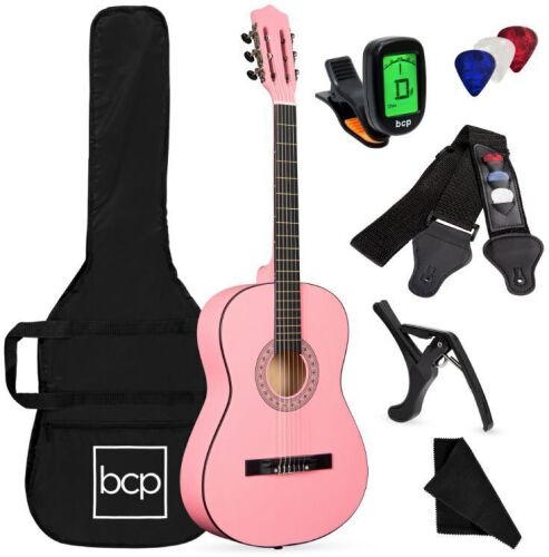 Beginner Acoustic Guitar Set w/ Case, Strap, Extra Strings - 38in