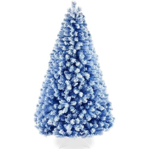 6' Snow Flocked Colorful Artificial Pine Christmas Tree w/ Foldable Metal Base