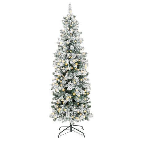 6' Pre-Lit Snow Flocked Artificial Pencil Christmas Tree