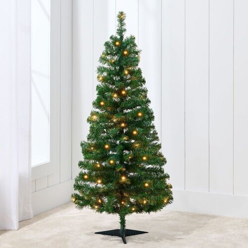 Lot of (2) Pre-lit Colorful Mini Spruce Christmas Tree w/ LED Lights - 4ft
