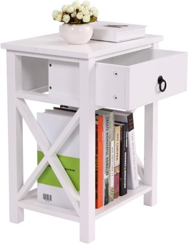 White Single Drawer Night Stand