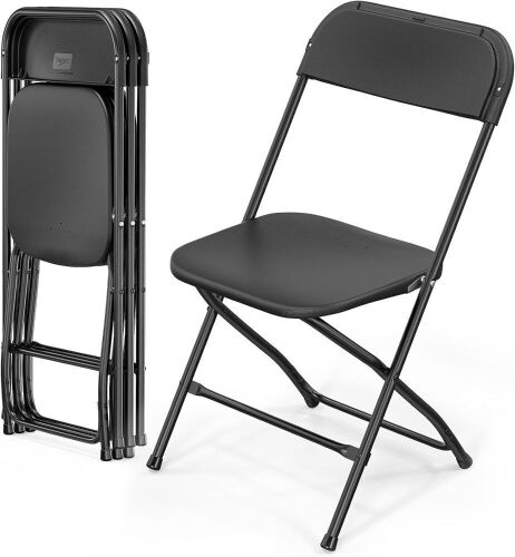 VINGLI Black Plastic Folding Chairs, 4 pack
