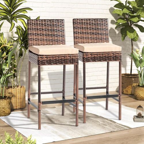 VINGLI Outdoor Bar Stools Set of 2 with Cushions