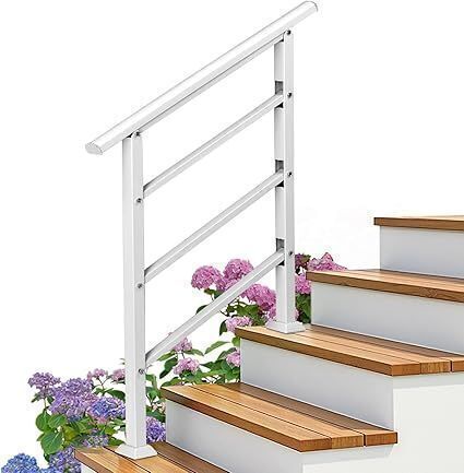 VINGLI Wrought Iron Stair Handrails for Outdoor Steps, 1-3 Steps