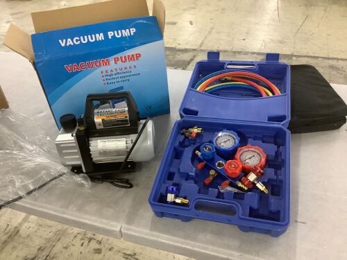 AC Vacuum Pump and Gauge Set