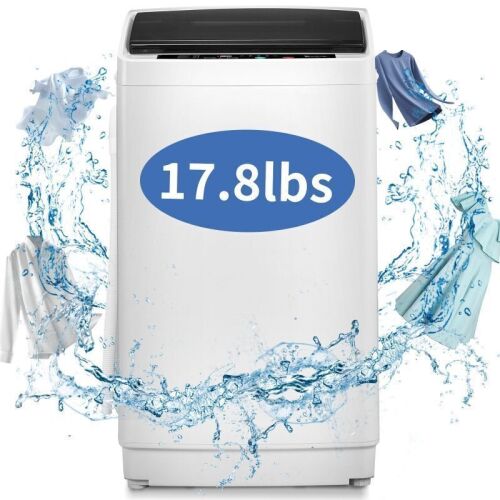 Full Automatic Washing Machine, 17.8 lbs Top Load Portable Washer with Drain Pump