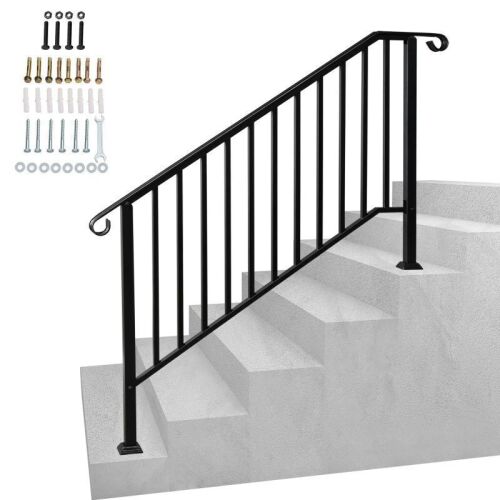 4-5 Step Galvanized Iron Picket Handrail for Outdoor - No Instruction Manual