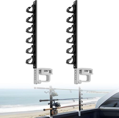 Truck Bed Fishing Rod Holders, Holds 6 Rods, Clamp On, 2 Pack