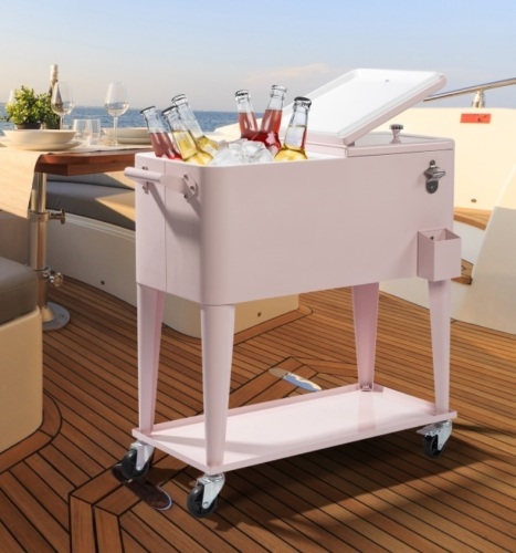 80QT Trolley Beverage Chest with Shelf