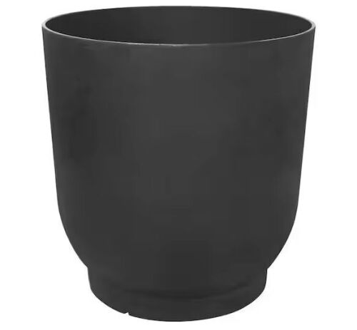 Vigoro Esmerelda Large Black Rubber Self-Watering Round Planter with Drainage Holes