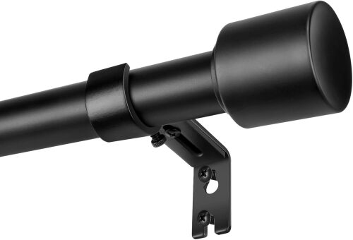 1” Diameter Curtain Rods Itself is 30 to 144 inch 1 Pack Fit 30-142 inch, 66 to 120 inch Window with Heavy Duty Adjustable Rod Matte Black Splicing Metal Extra Long Curtain Rod for Windows