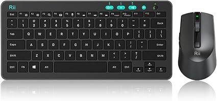Rii RKM709 2.4 Gigahertz Ultra-Slim Wireless Keyboard and Mouse Combo, Multimedia Office Keyboard for PC, Laptop and Desktop,Business Office(Black)
