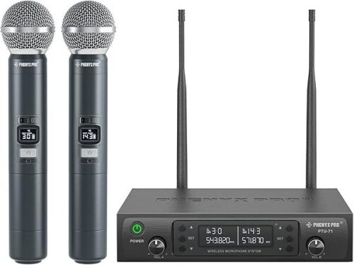 Phenyx Pro Wireless Microphone System, Dual Wireless Mics,w/ 2 Handhelds
