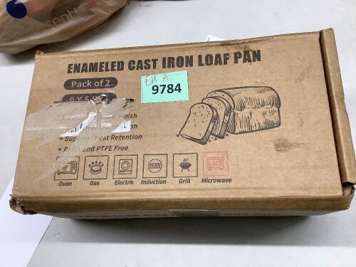 2 in 1 Enameled Cast Iron Bread Pan with Lid, Perfect Bread Oven, Loaf Pans for Baking Homemade Sourdough Bread 9x5, 2 Piece set, Cream