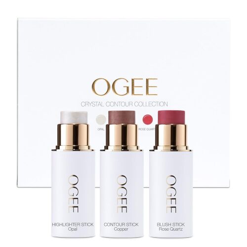 Face Stick Crystal Collection Trio - Contour Stick Makeup Collection - Certified Organic Contour Palette - Includes Bronzer Stick, Blush Stick & Highlighter Stick