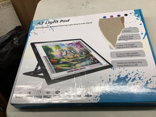A3 Light Pad, Rechargeable Diamond Painting Light Board with Stand