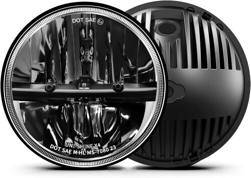 UNI-SHINE 2PCS 7-Inch LED Headlights - DOT Approved, Hi/Lo Beam, Compatible with Jeep Wrangler, Chevy, and Miata - Plug and Play
