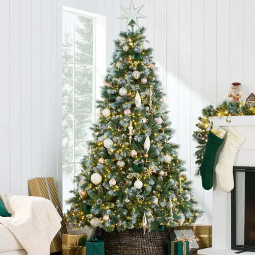 7.5ft Pre-Lit Frosted Scotch Pine Christmas Tree w/ 1,320 Branch Tips, 1,500 2-in-1 Micro LEDs
