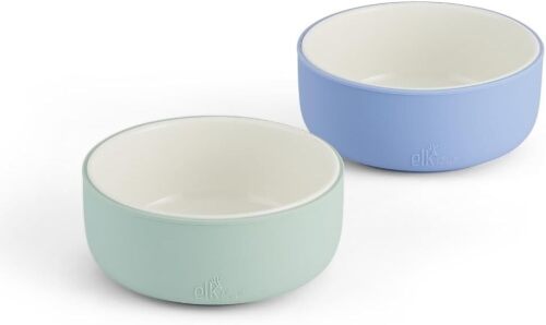 Elk and Friends Kids Porcelain Bowls with Silicone Sleeves | Suitable for Babies/Toddlers | Microwave & Dishwasher Safe | Non Slip Dinnerware | Snack Dishes | 2 Pack