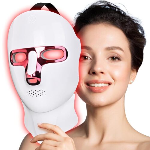 Red Light Therapy Mask for Face - 7+1 Colors LED Light Facial Mask,Cordless,USB Rechargeable,Portable,Skin Care at Home