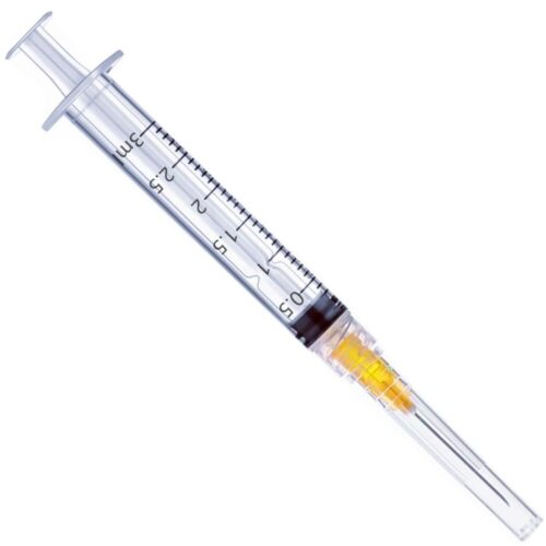 100 Pack - 3ml/cc Luer Lock Plastic Syringe with Needle 25Ga, Lab Measuring Tools for Industrial Dispensing, Science Lab and Plant Injection Supplies
