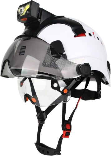 UMULTRAMAXX Hard Hat with Dual Visor & Rechargeable Headlamp,Includes Backpack Bag & Skull Cap Liner, Safety Helmet for Men, Perfect for Construction Sites