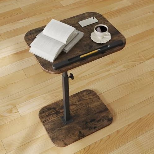 Sofa Couch Arm Table Tv Tray Small Bed Stand C Shaped Side End Rustic Brown